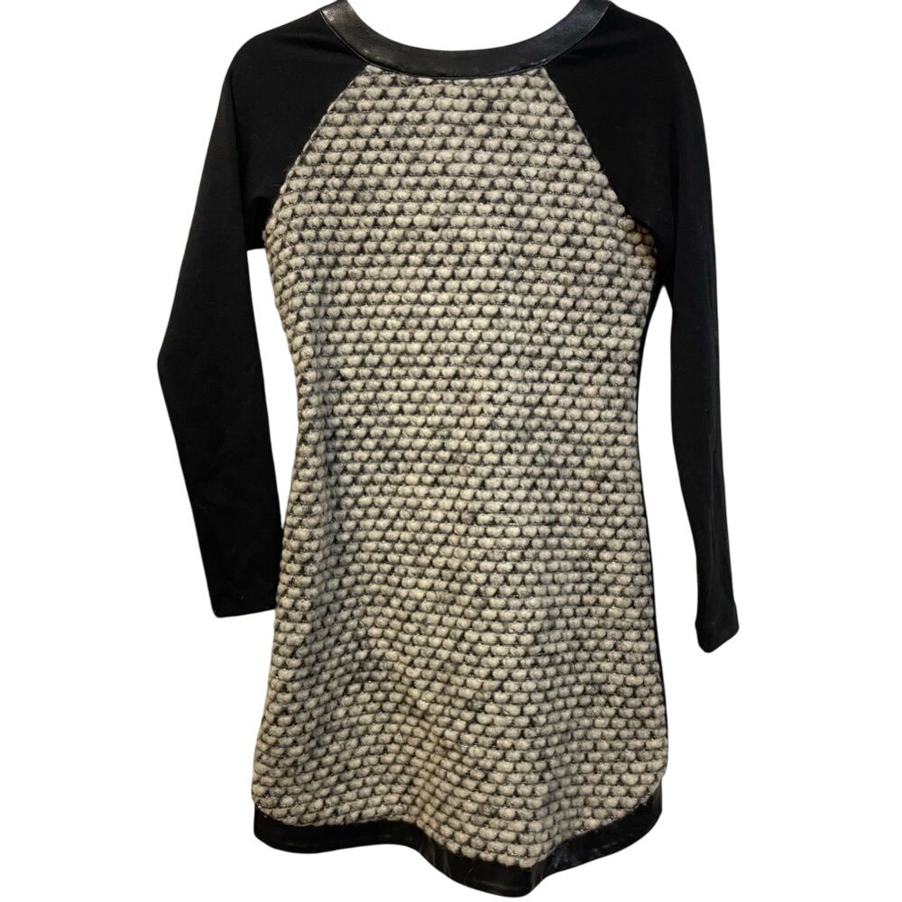 Wai Ming Textured Yarn &‎ Leather Trim Sweater Dress Minimalist Women's Dress S